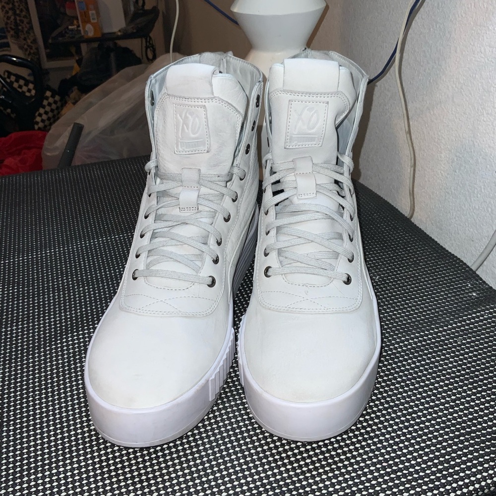 PUMA x The Weeknd XO Parallel Boot Triple White Italian Leather Zip Sz 10.5